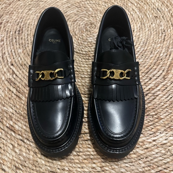 Celine Shoes - Celine Margaret Loafers With Celine Triumphe Chain Size 39.5 Black